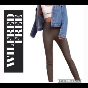 Aritzia Wilfred Free Daria Vegan Suede Pants Charcoal Grey